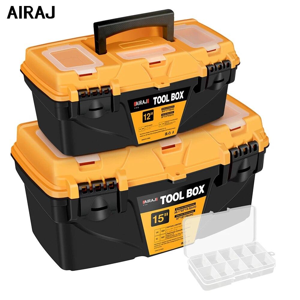 15/12 Inch Hardware Tools Box, Plastic Thick Combination Suitcase Electrician Carpenter Electric Drill Storage Box