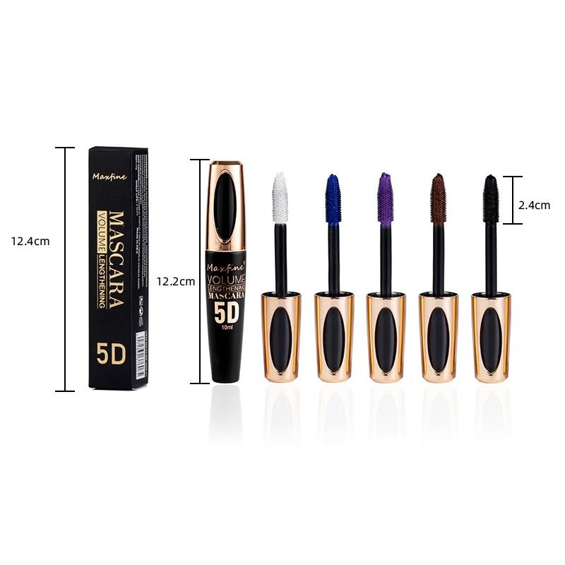 5D шелковая тушь для ресниц, удлиняющая 5 цветов, наращивание ресниц, кисть для ресниц, водостойкая косметическая кисть для макияжа