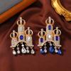 Women Retro Palace Style Castle Brooch Coat Rhinestone Tassel Accessories Pins