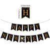 Black Gold Happy New Year Banner New Year'S Eve Party Arrangement Fireworks Cheers Banner Latte Custom
