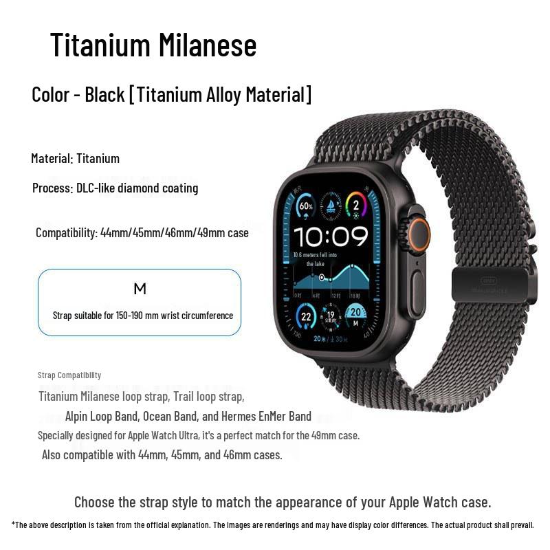 Титановый миланский ремешок для Apple Watch с лазерной запайкой края