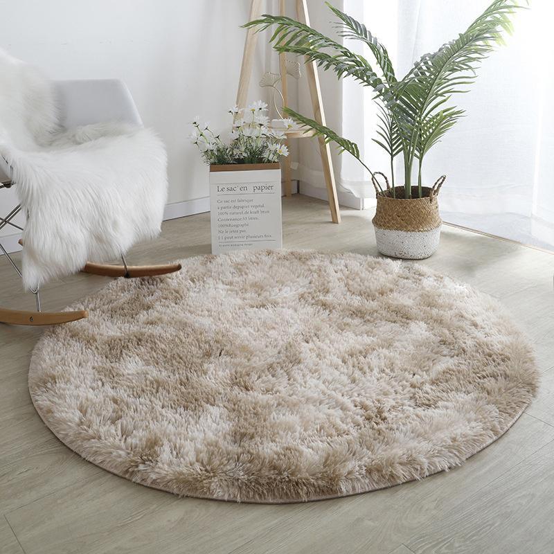 Плюшевый круглый ковер оранжевый тай-дай градиентный игровой коврик скандинавский декор круглый ковер для девочек мягкий милый коврик для стула ковер для спальни