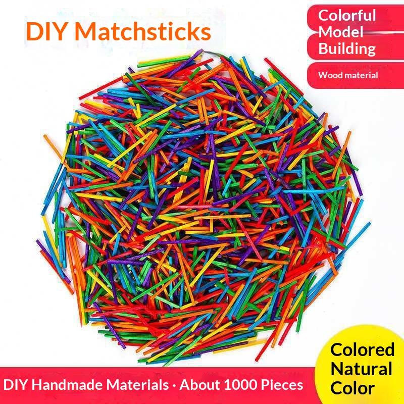 1000Pcs Mini Birch Wood Sticks Smooth Unfinished Wooden Rods for DIY Model Making Art Class Supply for Students