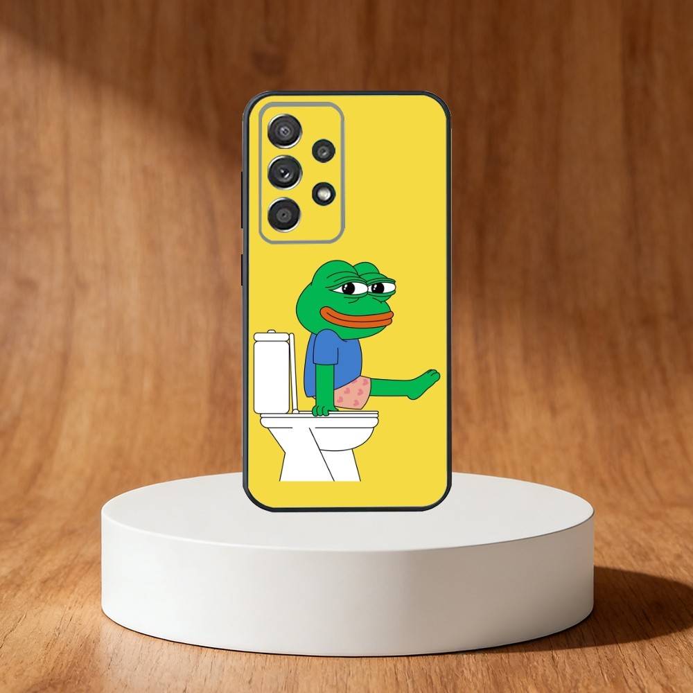 Funny P-Pepe Frog Sad Phone Case For Samsung S25,S24,S21,S22,S23,S30,Ultra,S20,Plus,Fe,Note,10,9,5G Black Cover