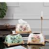 Modern Ceramic Tissue Box Flower Pattern Napkin Toilet Paper Storage Home Desktop Extractable Type Towel Rack