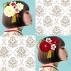 hair accessory set for and formal Tsumami Zaiku Flower Two-piece furisode, coming-of-age ceremonies, graduations, occasions. wk-095 (Red)