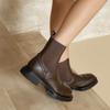 Модные женские ботинки из натуральной кожи, зимние слипоны, резные броги, ботинки челси, на толстом каблуке, ботильоны, женская обувь в британском стиле
