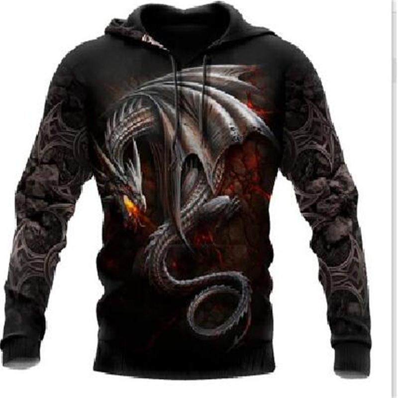 Spring Autumn Dragon And Tiger Tattoos 3D Print Unisex Deluxe Hoodie Men Sweatshirt Streetwear Pullover Casual Jacket Tracksuit