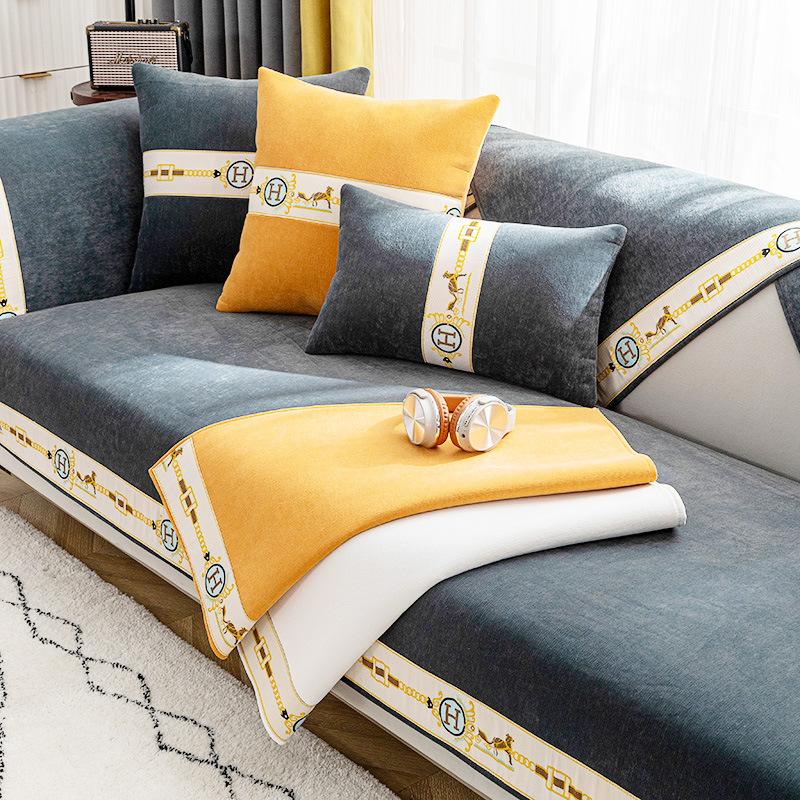 Легкий роскошный стиль, новый чехол для дивана из синельной кожи, универсальный нескользящий чехол для четырех сезонов, простой современный летний