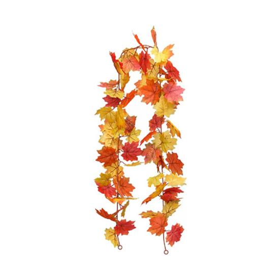 100/175Cm Artificial Maple Leaf Garland Uv Resistant Fall Halloween Thanksgiving Day Harvest