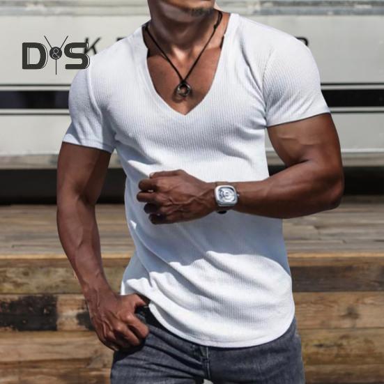 Моющаяся мужская рубашка с v-образным вырезом, шикарная летняя мужская базовая футболка, топ для фитнеса