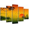 Five Piece Picture Canvas Print Japan Sunset