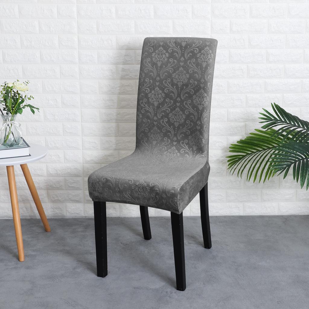 Chair Cover, Thick Embossed Velvet, Dark Gray