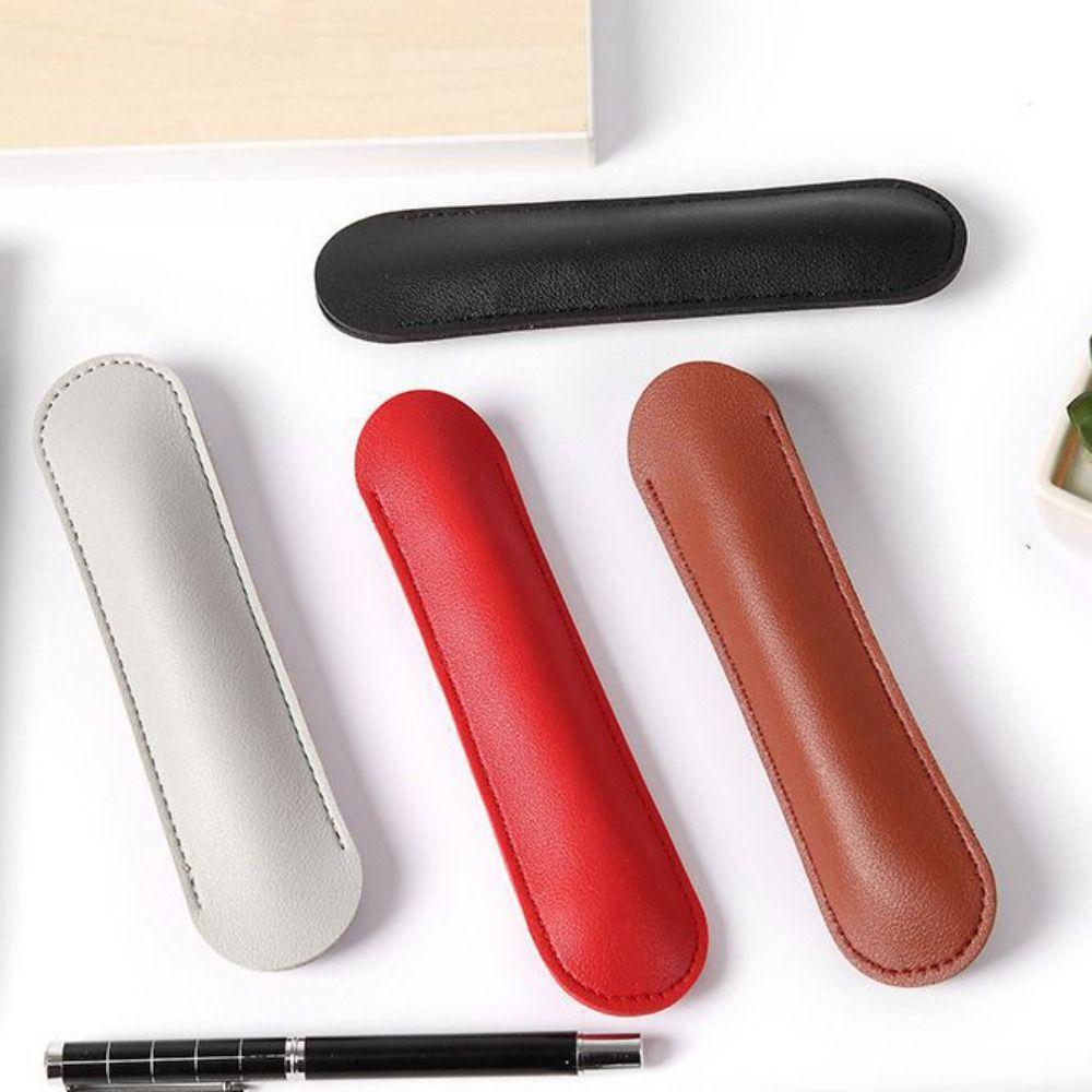 Half Open Pen Protective Bag PU Leather Pen Sleeve Pouch Leather Pen Bag Scrapbook Crafts