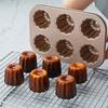 1PC 6/12 Select Cup Rose Gold Canele Pan With Nonstick Coating Carbon Steel Material Flowers Shape Canelé Muffin Pan