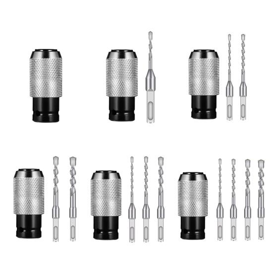 Electric Hammer Adapter Impact Drill Bit Set 0.24-0.47 Inch Heavy Duty Alloy Steel Quick-Release Converter