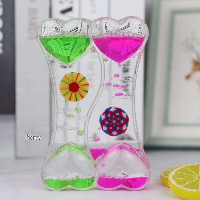 Двухцветный жидкий таймер-песочные часы: Орнамент «Персиковое сердце-вертушка» — Идеальный новогодний подарок для студентов