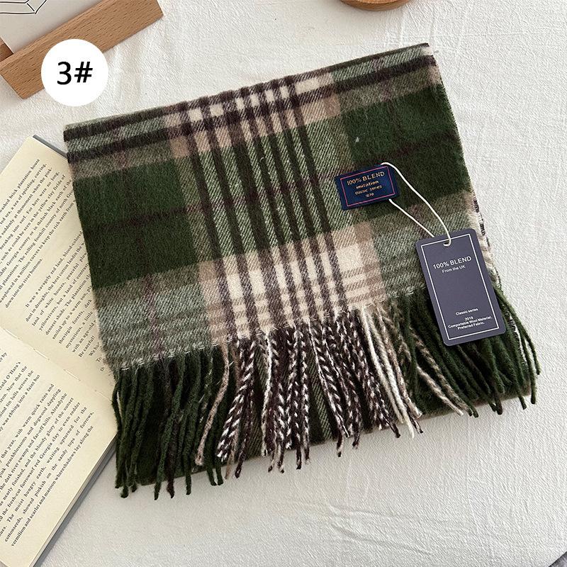 Autumn and Winter Color Blocked Plaid Scarf Winter Warm Scarf Warm and Versatile Plaid Scarf