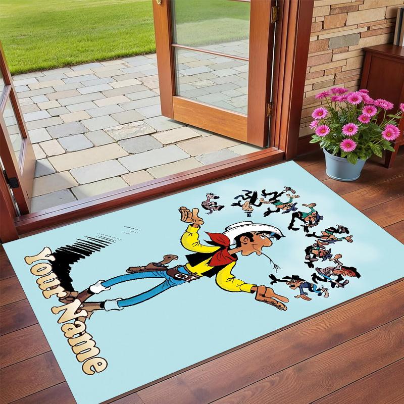 Crystal Velvet Rug Custom Name Text, Soft Non Slip Floor Mat Home DecorLucky Luke