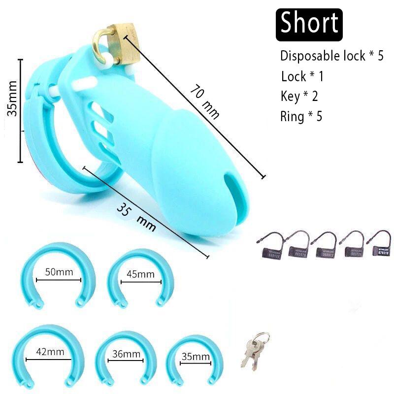 Silicone Urethra Chastity Lock with 5 Snap Ring Penis Bondage Adult Men's Chastity Cage Cock Restriction BDSM Abstainer Sextoys