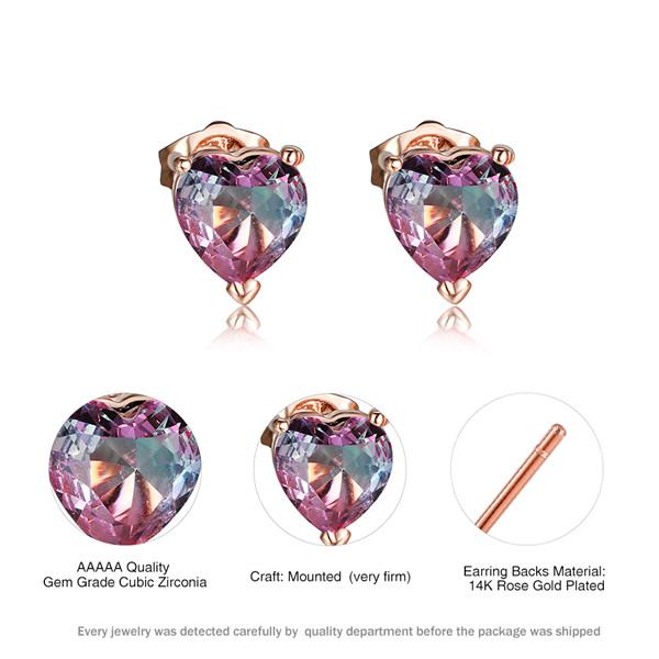 Серьги-гвоздики в форме Сердце Турмалин