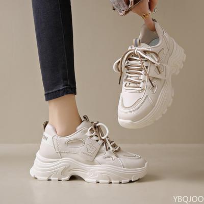 Модные осенние женские новые дышащие белые туфли женские универсальные спортивные туфли для отдыха на толстой подошве простые удобные туфли