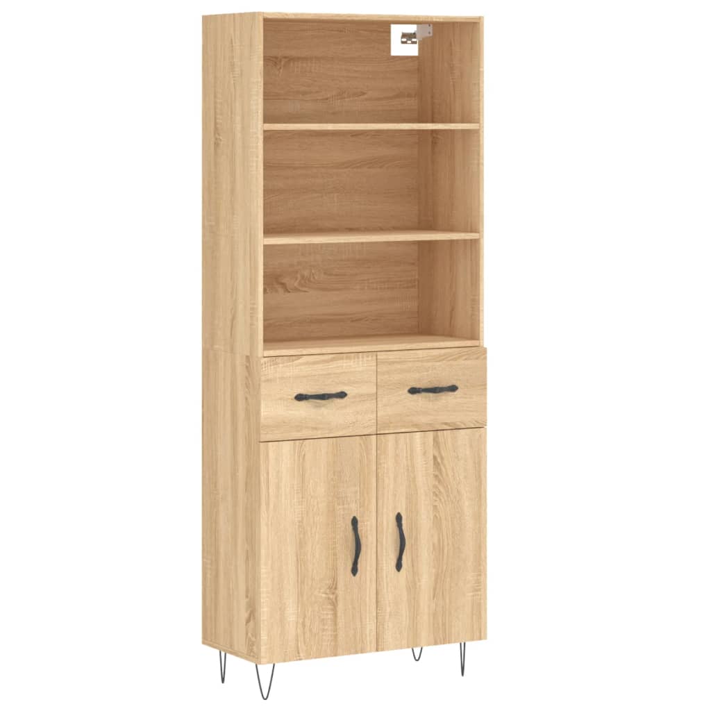 Highboard in Sonoma Oak Finish 69.5 x 34 x 180 cm Particleboard