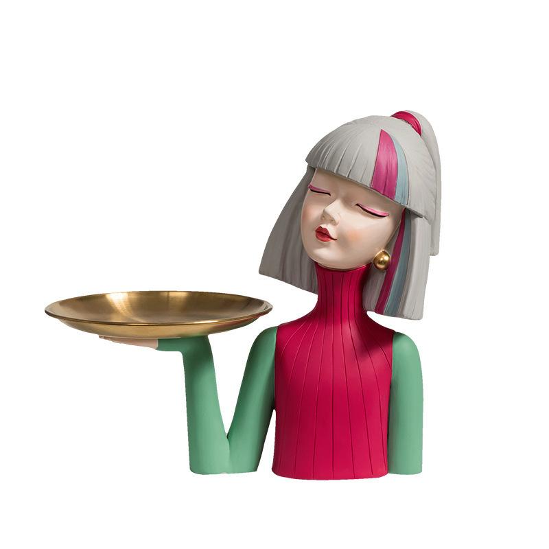 Creative Girl's Entrance Key Storage Ornaments Light Luxury Living Room TV Cabinet Home Decoration Bedside Table Small Ornaments