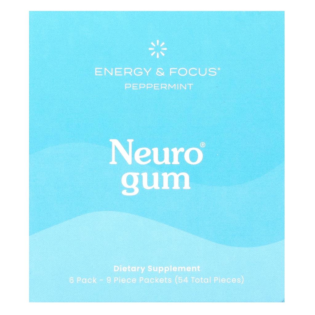 NeuroGum Энергия и концентрация, перечная мята, 6 шт., по 9 шт.