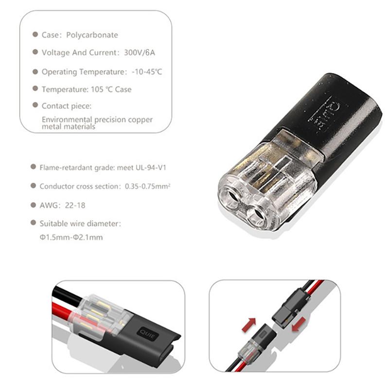 Быстроразъемный соединительный кабель для провода, обжимной клеммный блок, 2-контактный светодиодный автомобильный разъем-разветвитель 22-20AWG