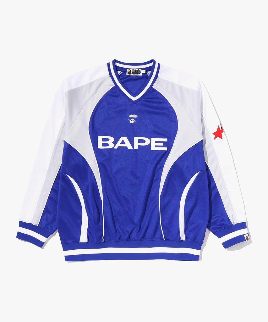 BAPE Soccer Logo Warm-Up Relaxed Fit Long Sleeve T-Shirt (M) Blue