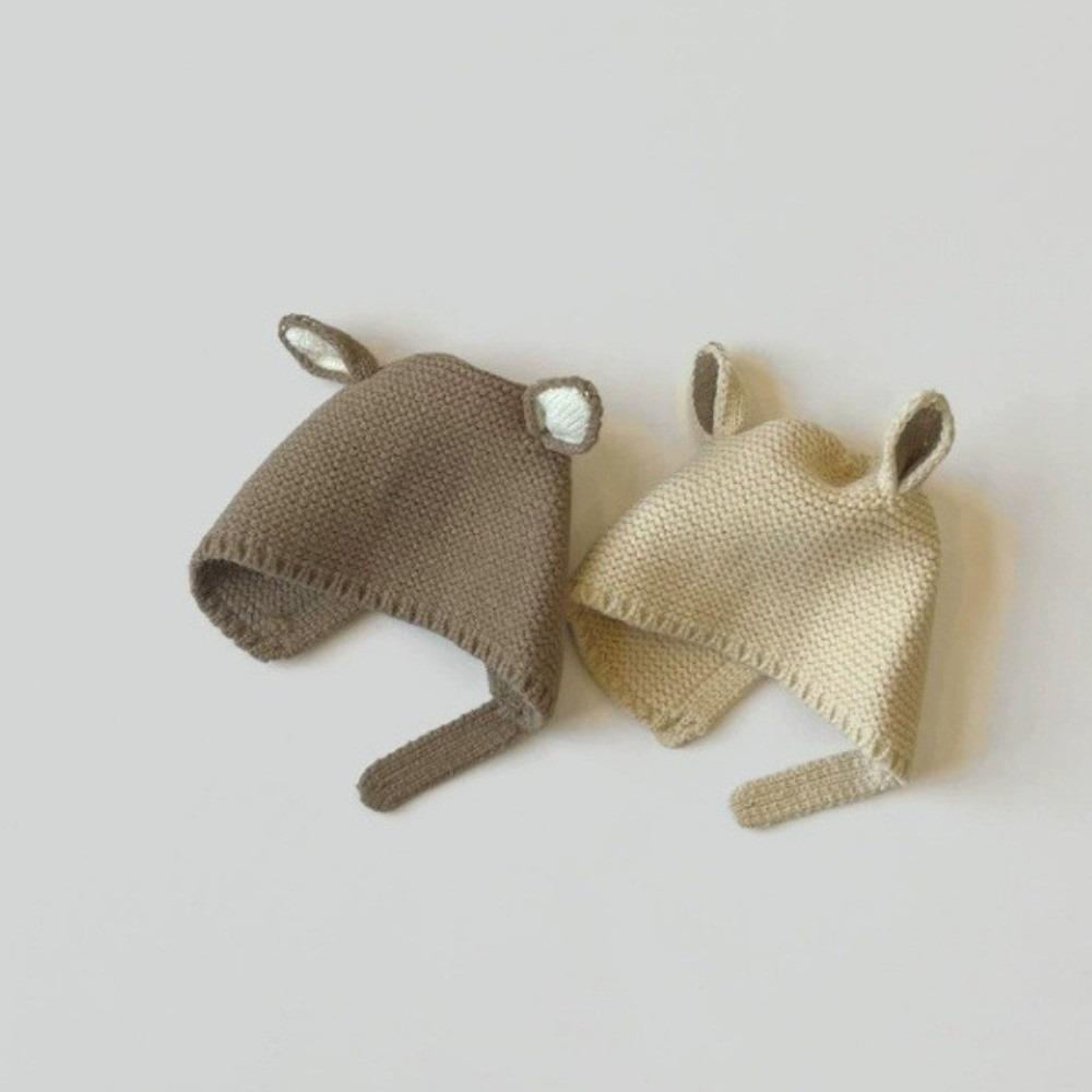 Теплая вязаная шапка-бини однотонная детская шапка милая шапка с защитой ушей детская для мальчика девочки