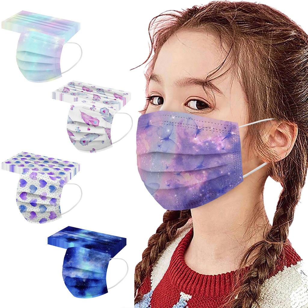 10PC Children Tie-dye Gradient Printed Three-Layer Proof Disposable Mask