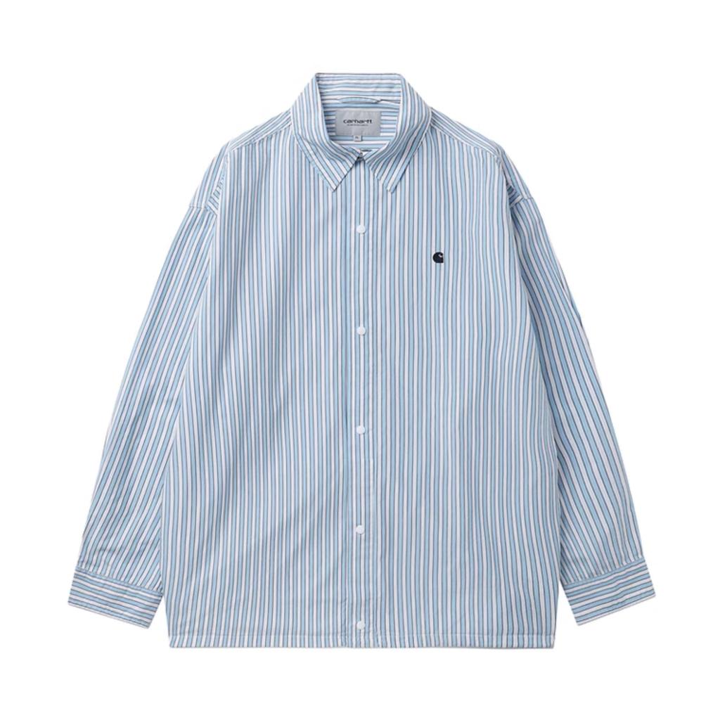 Carhartt WIP Спортивная Универсальная Модная Минималистичная Полосатая Color Block Классическая Ретро Удобная Модная Рубашка с Длинным Рукавом Мужские рубашки CHXSRA241009O-1