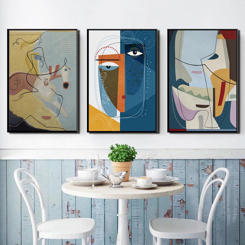 Современная абстрактная фигура Пикассо, картина на холсте, сращивание лица, геометрические постеры, принты, настенная художественная картина, украшение для гостиной, дома, без рамки