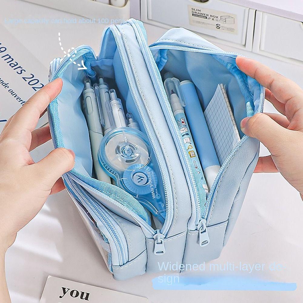 Multilayers Pencil Case Staircase Style Stationery Storage Pouch Pen Bag  Office School Supplies