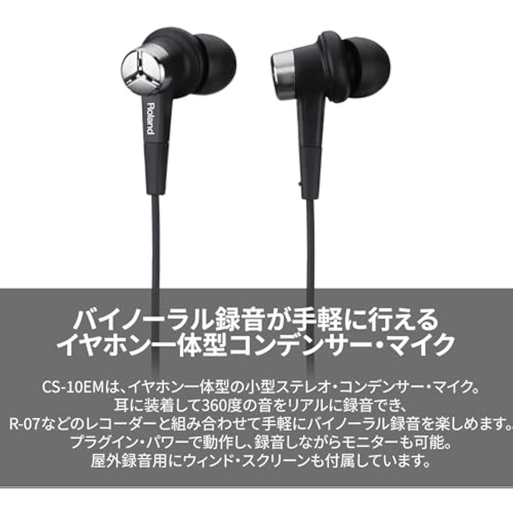 Roland Roland CS-10EM Binaural Mic Earphones Integrated Stereo ASMR Field Recording