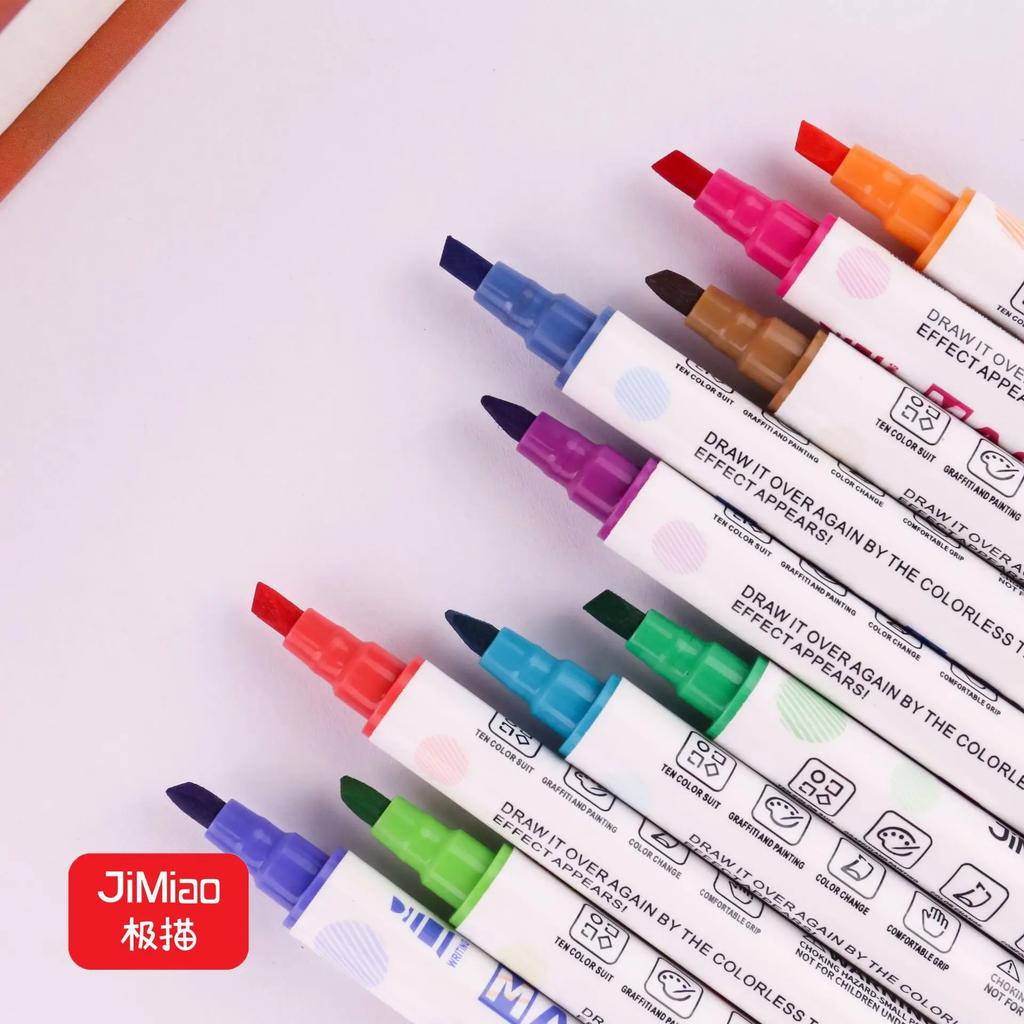 10pcs Variable Color Drawing Pen Set Discolored Magic Change Highlighter Marker Pens For Scrapbooking School Art Supplies