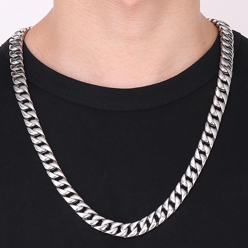 Mens Curb Chain Necklace 20-26 Inches 12MM Wide Long Necklaces For Men Best Friends Stainless Steel Jewelry Gifts For Birthday