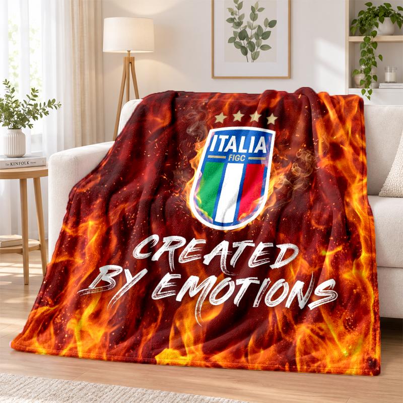 Italy Football Printed Flannel Blanket Warm Comfort Bed Throw For Indoor Home Decoration