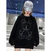 Bear Hot Diamond Sweatshirt for Women Loose Autumn and Winter Thin New Mid-length Top