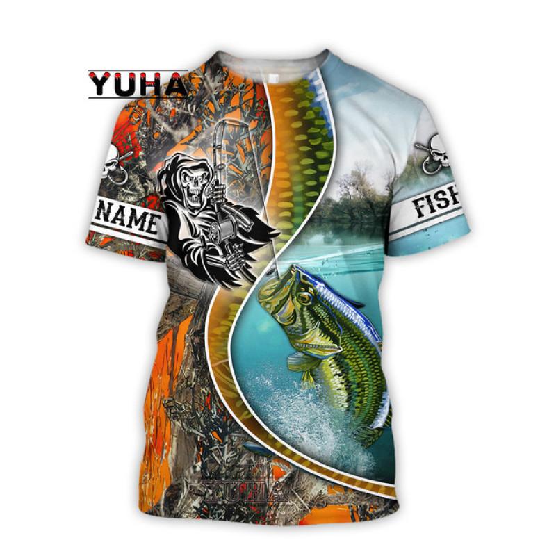 Футболка для глубоководной рыбалки, мужская и женская футболка с 3D принтом для рыбалки, современный модный дизайн, пляжная повседневная футболка с круглым вырезом