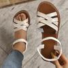Women Fashion Casual Summer  New Flat Solid Shoes Crisscross Ankle Strap Ladies Beach Sandals Women's Sandalias Slippers