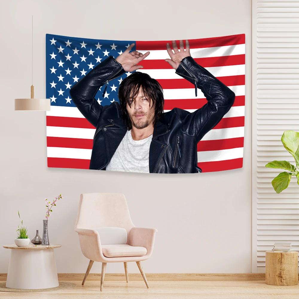 Normans Pink American Flag Wall Tapesrty RReedus Home Decor Aethetics Bedroom Dorm Wall Hanging Background Cloth Festival Gift