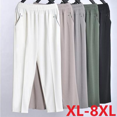 5XL, 6XL, 7XL, 8XL, женские летние брюки, эластичные повседневные брюки с высокой талией, женские прямые брюки для мам среднего возраста, большие размеры