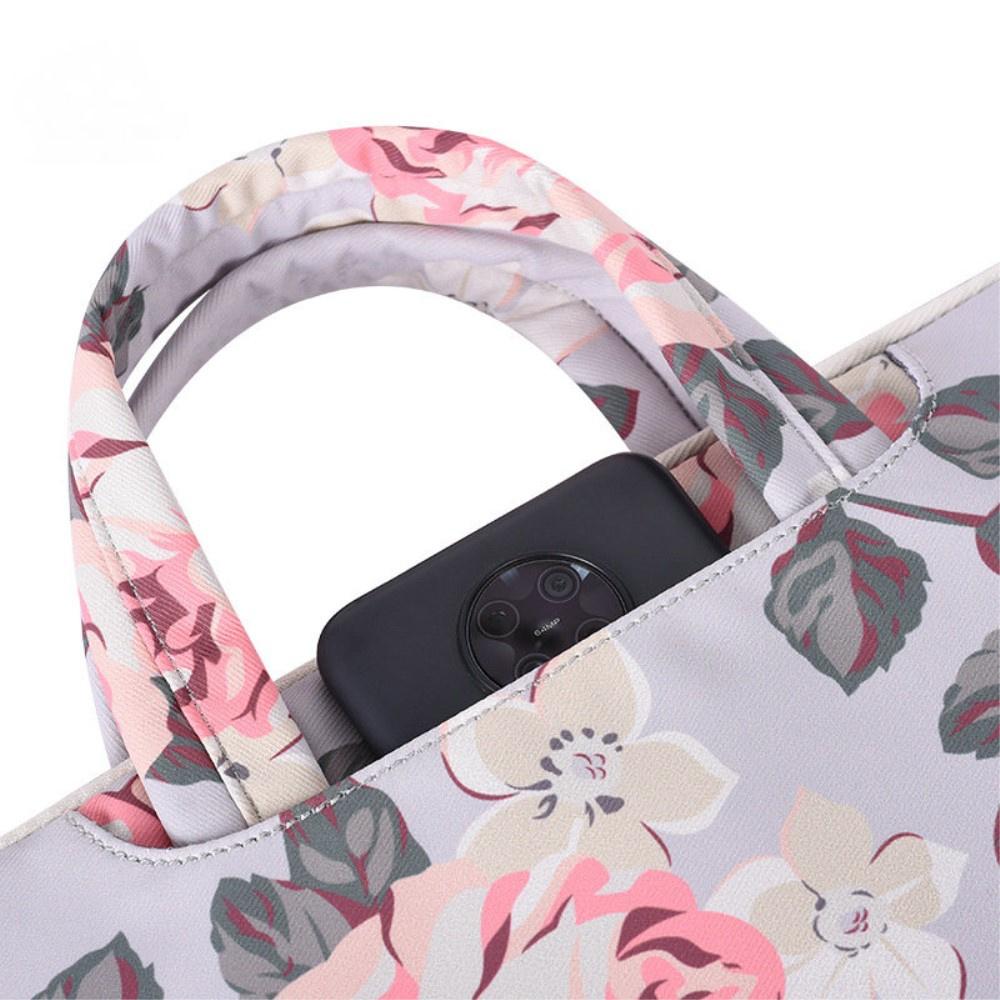 13" Laptop Bag with Rose Print and Handle - Gray