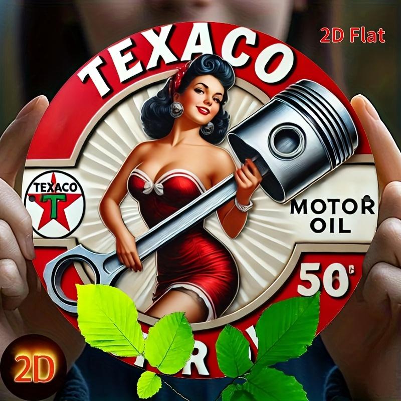 Старинный знак Texaco Oil. 7,8-дюймовый круглый погодостойкий алюминиевый светильник для гаража, крыльца или кофейни.