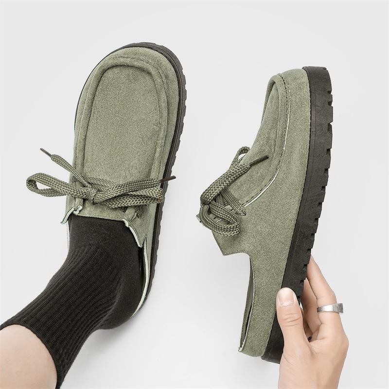 Мужские лоферы летние удобные замшевые повседневные туфли ретро платформа шнуровка плоские полушлепанцы мюли для мужчин