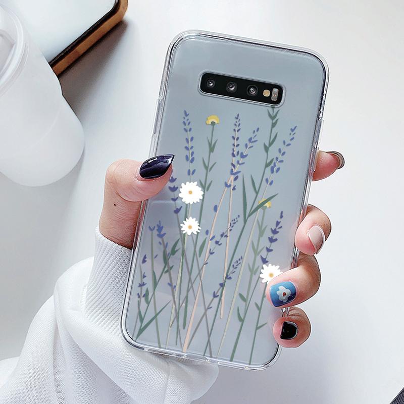 For Samsung Galaxy S10 S10E S 10 Plus Phone Case Cartoon Back Cover Transparent Soft Silicone Flower Funda For Samsung S10+ Cute