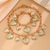 Stereoscopic Metal Heart Bracelet Elegant Vintage Jewelry Temperament Heart Pendant Necklace  Daily